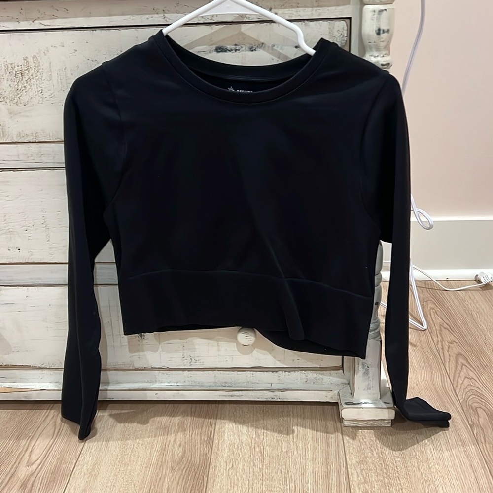 Women’s L black crop top long sleeve Aerie
